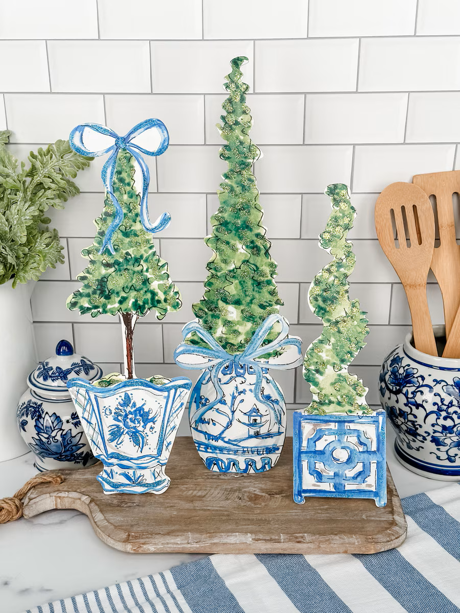 Rosanne Beck - Stake - Blue Boxwood Topiary - Findlay Rowe Designs