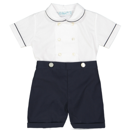Feltman Brothers- 4T Double Breasted Bobby Suit Navy White