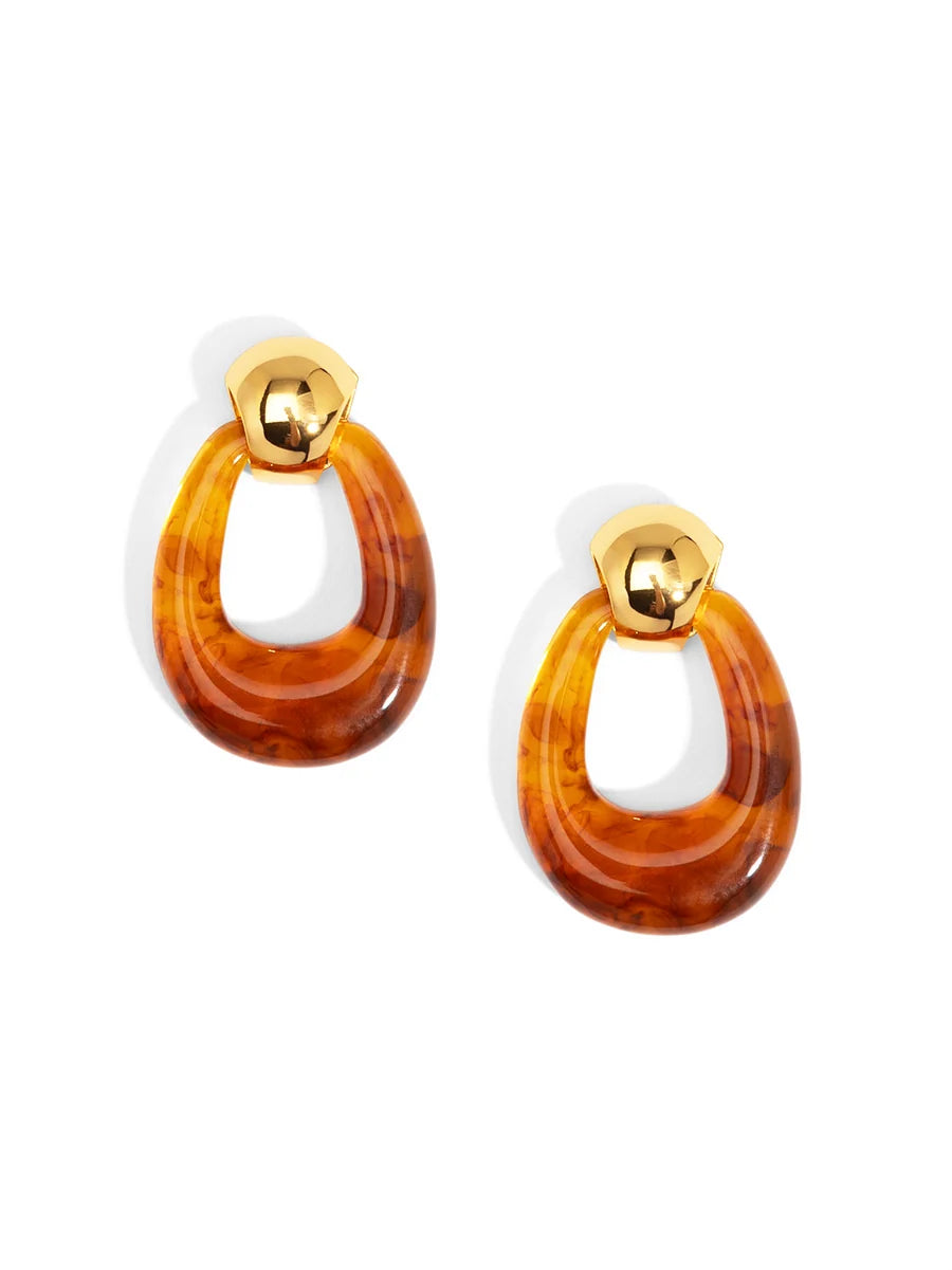 Zenzii - Earrings - Gabrielle Door Knocker - Tortoise