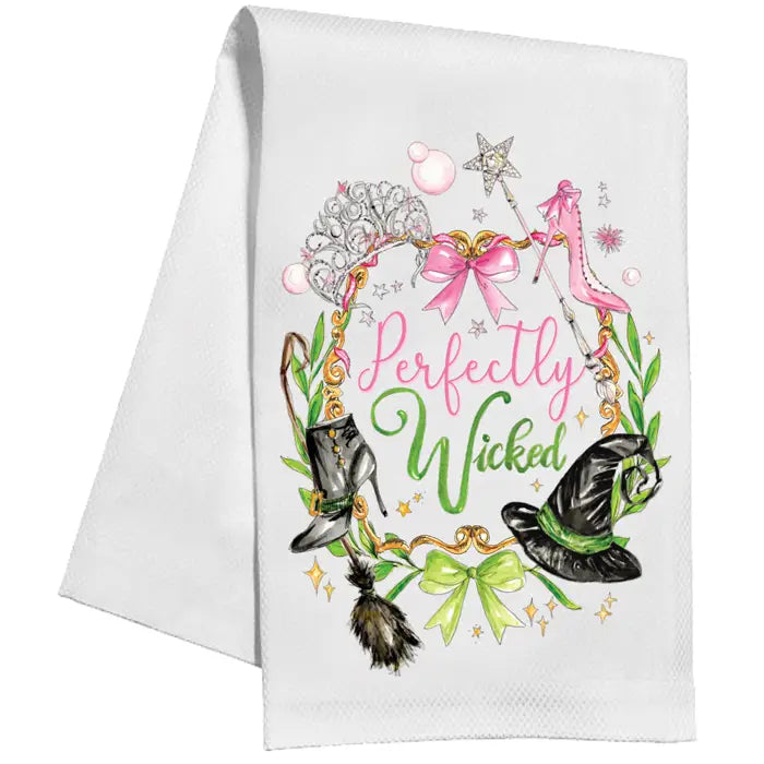 Rosanne Beck - Towel - Perfectly Wicked Crest - Pink and Green - Findlay Rowe Designs