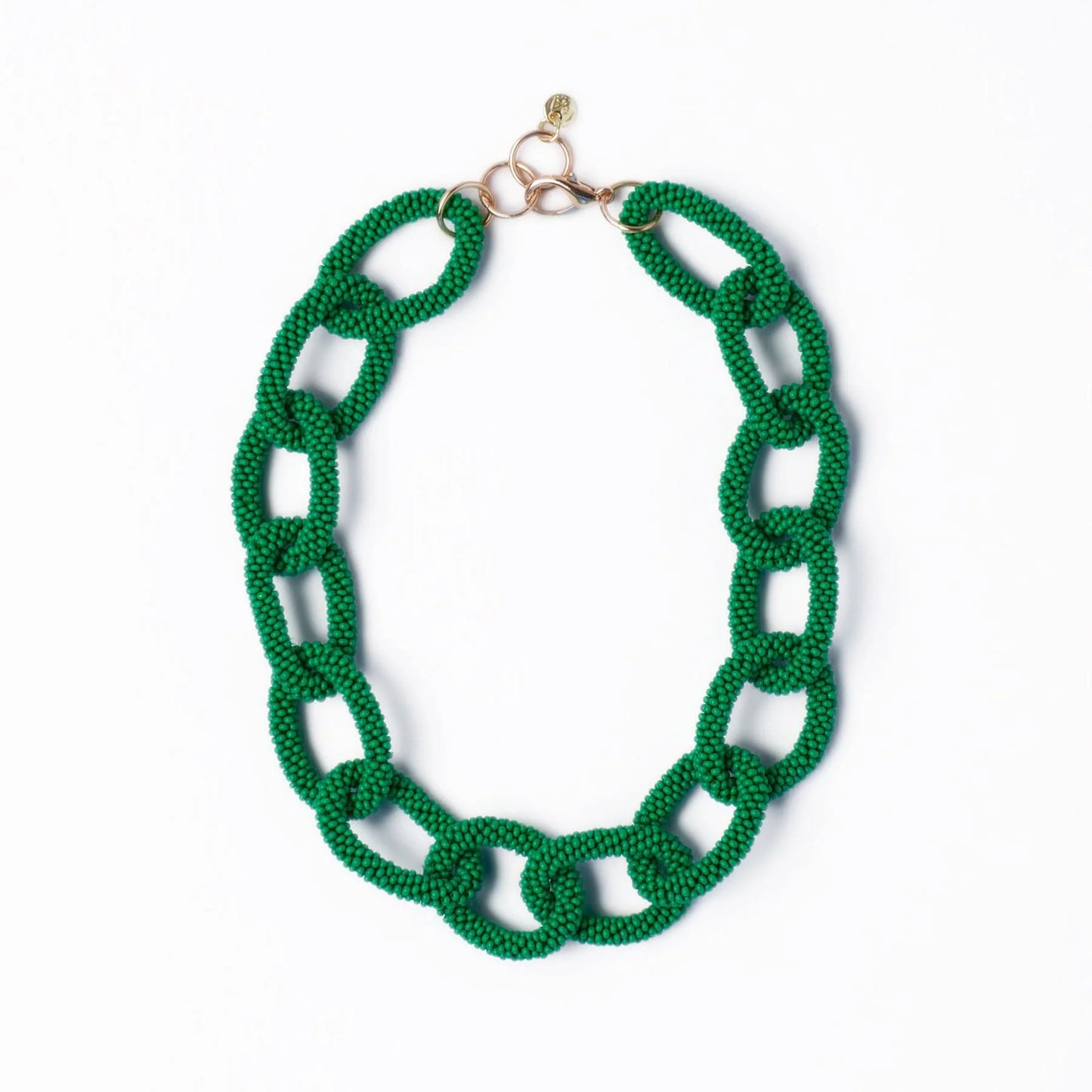 Ink & Alloy - Necklace - Jenna Chain Link Beaded - Kelly Green - Findlay Rowe Designs
