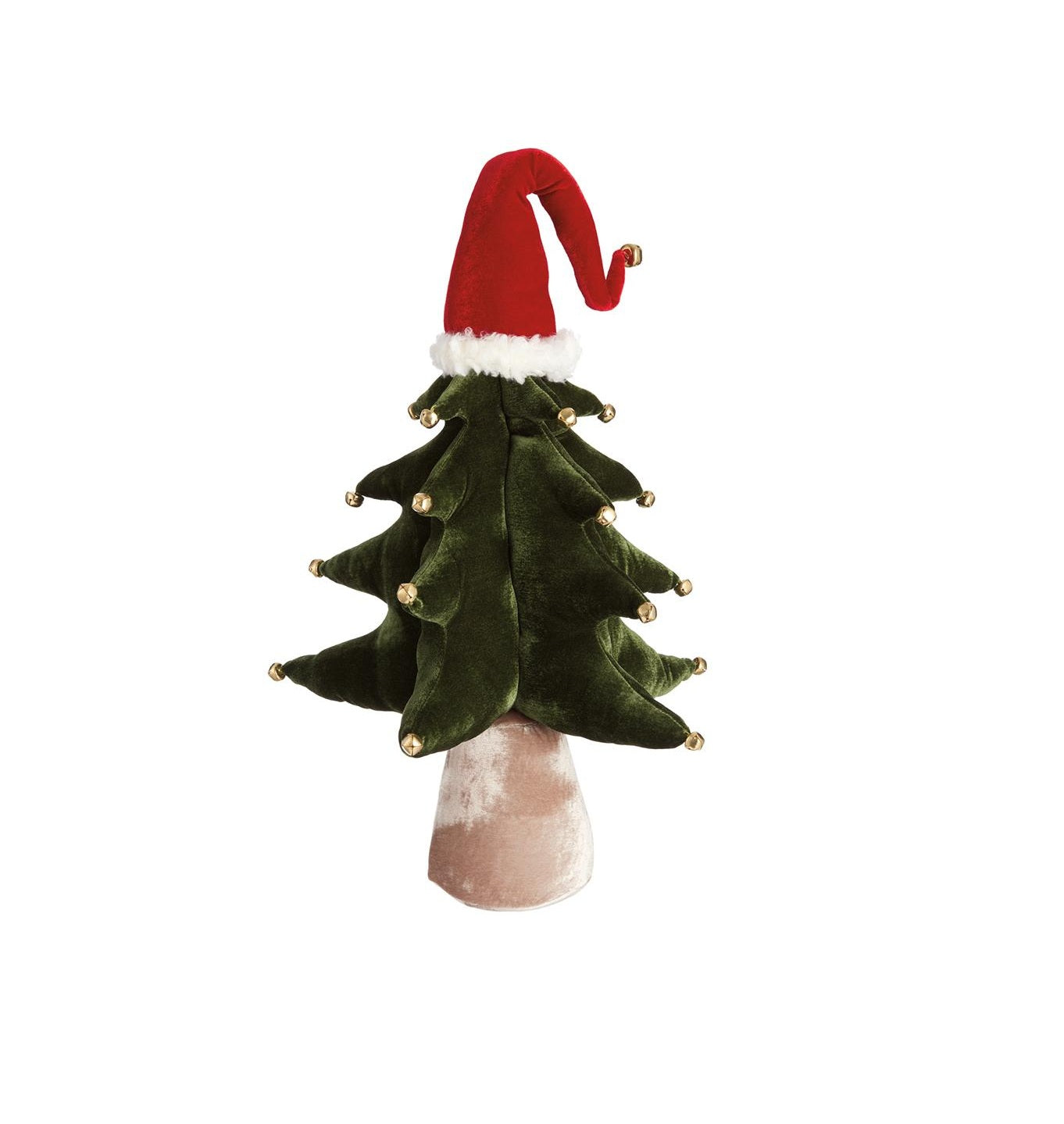 Plush Velvet Jingle Bell Tree - Santa Hat - 24in