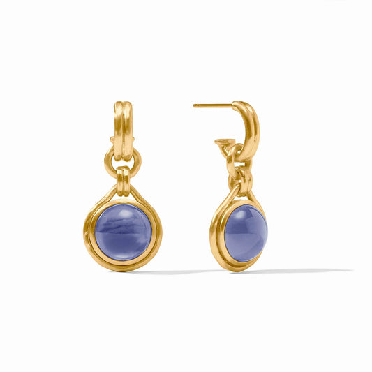 Julie Vos - Earring - Solara Hoop & Charm - Iridescent Tanzanite Blue