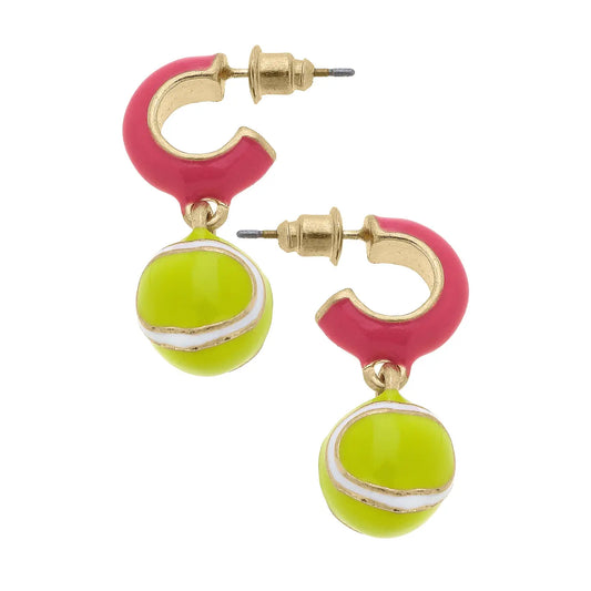 Earring - Blair Tennis Ball Huggie Hoop - Fuchsia - Findlay Rowe Designs