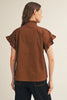 Jodifil - Top - Ruffle Short Sleeve - Brown - Findlay Rowe Designs