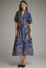 Entro - Dress - Maxi V-Neck Border Print - Navy - Findlay Rowe Designs