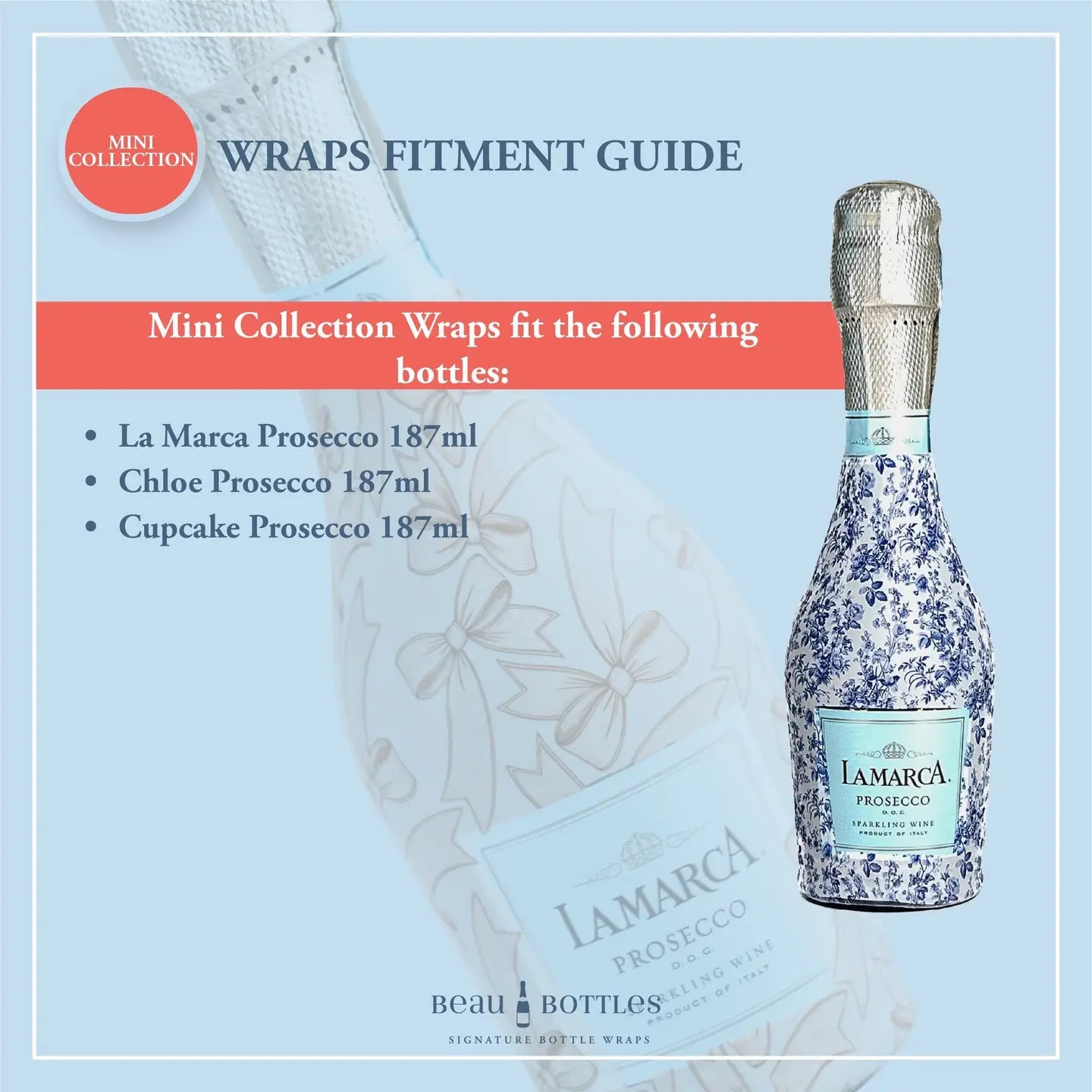 Beau Bottles - Mini Prosecco Wrap - 187ml - Set of 3 - Findlay Rowe Designs