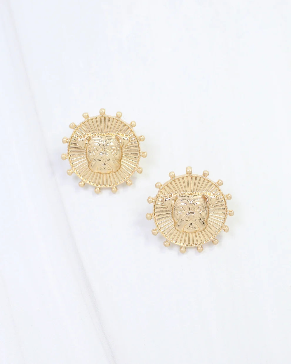 Caroline Hill - Earring - Carmen Coin Stud - Dog Face Worn Gold - Findlay Rowe Designs