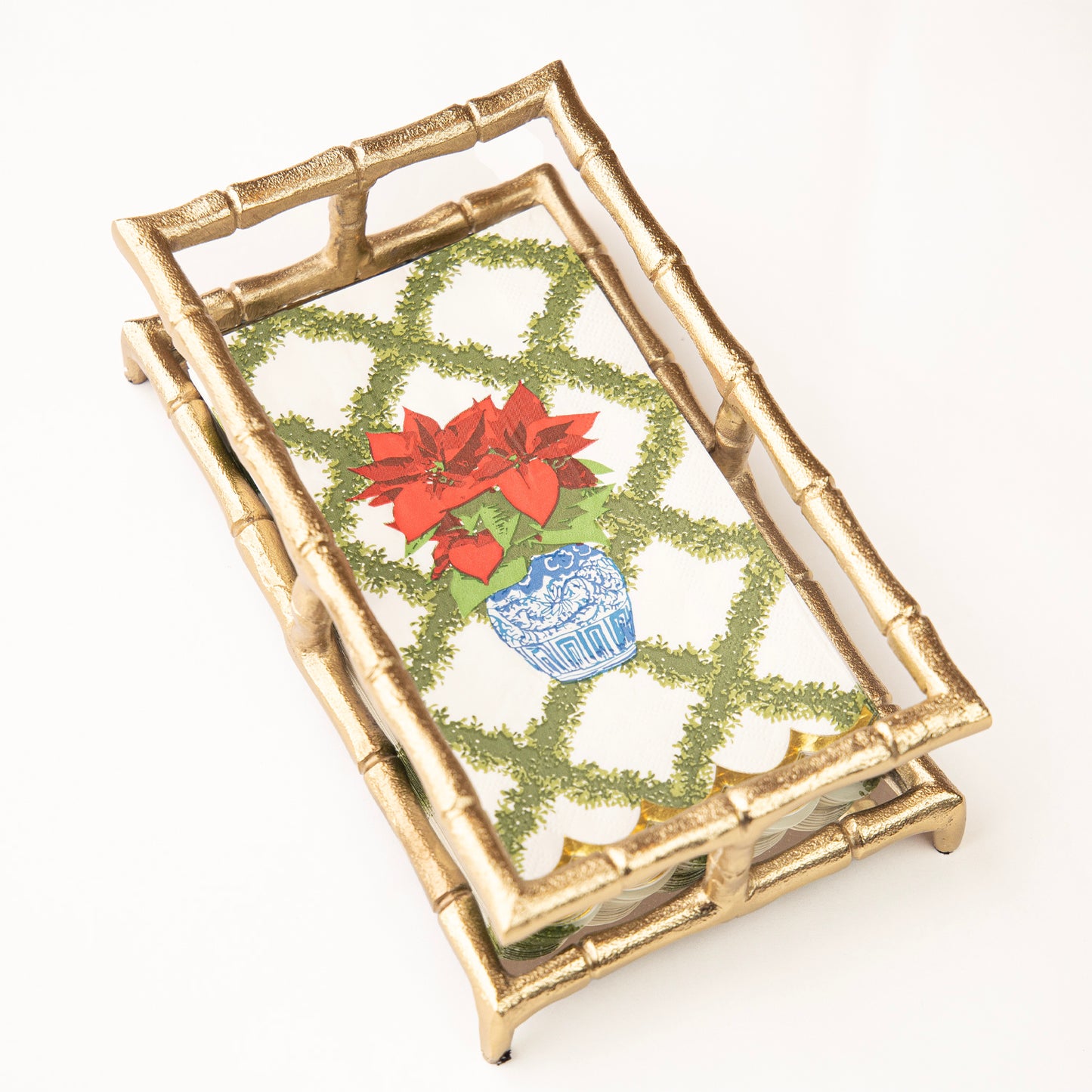 Guest Towel Napkins - Poinsettia Trellis