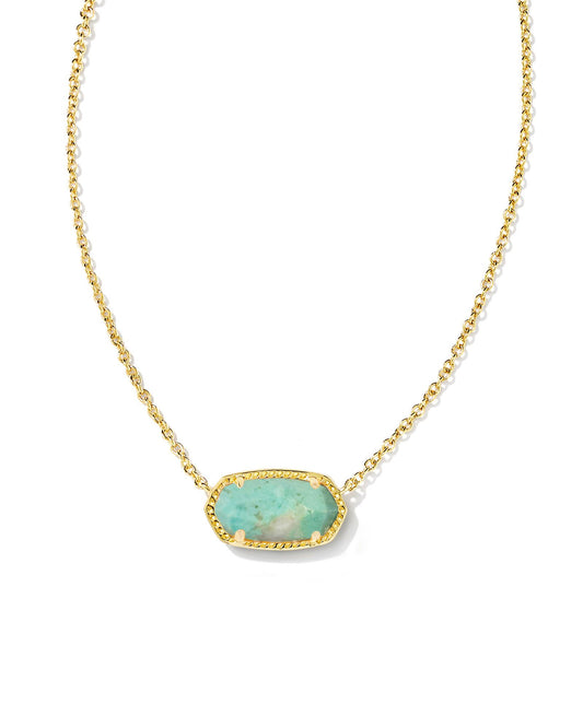 Kendra Scott - Elisa Short Pendant Necklace - Gold Sea Green Chrysocolla - Findlay Rowe Designs