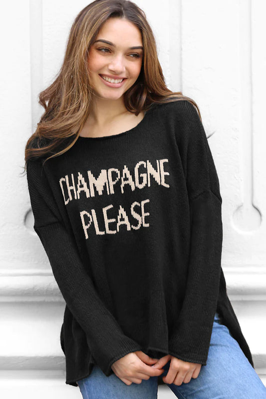 Wooden Ships Crew Sweater- Black Champagne Please - Findlay Rowe Designs