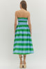 Entro - Dress - Strapless Midi - Green Blue Stripe - Findlay Rowe Designs