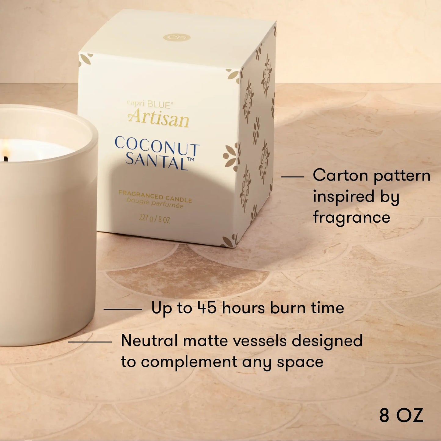 Capri Blue - Boxed Tumbler Candle 8oz - Coconut Santal Terrazza Velluto - Findlay Rowe Designs