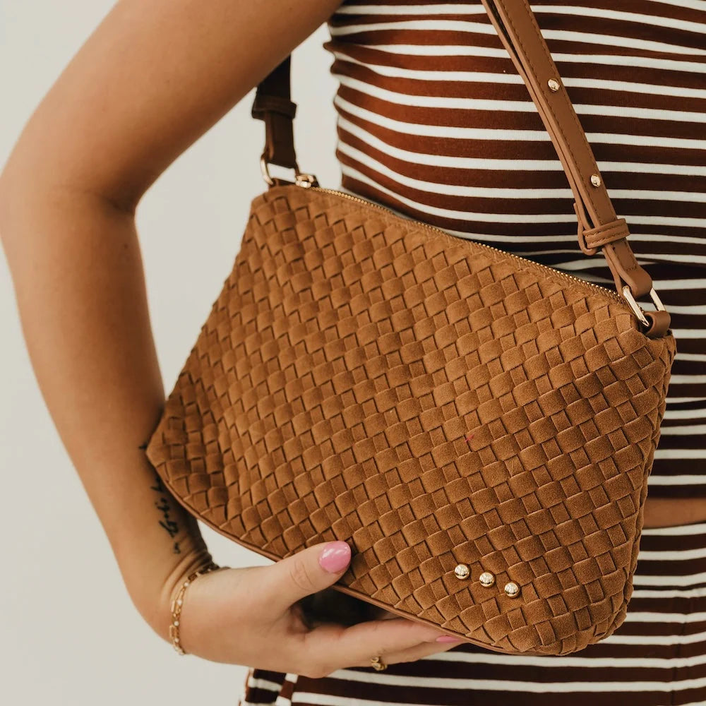 Pretty Simple Bags -  Suede Harper Hobo Shoulder Bag - Camel - Findlay Rowe Designs