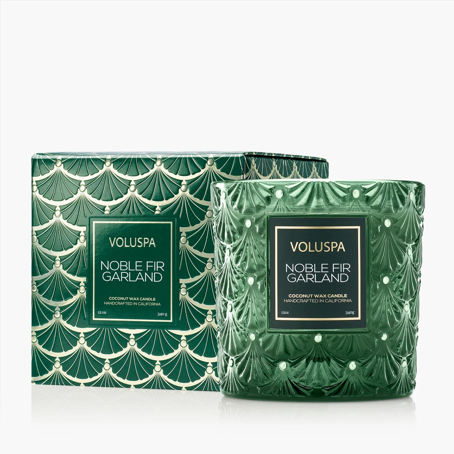 Voluspa - Noble Fir Garland - 12oz Luxe Classic Candle - Findlay Rowe Designs