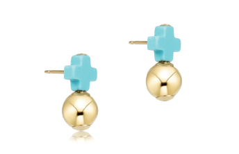 Enewton - Signature Cross Turquoise Stud - Gold