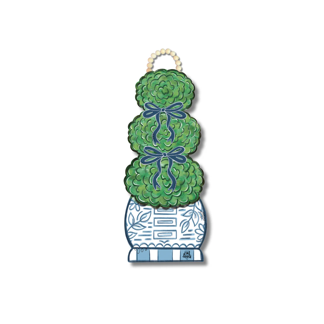 DK Designs - Door Hanger - Blue and White Topiary
