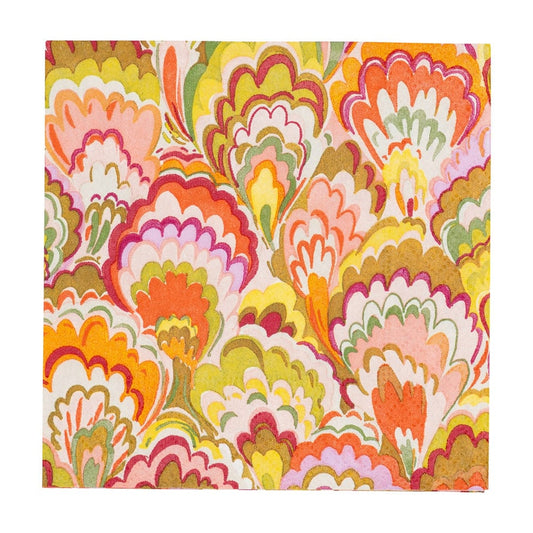 Caspari - Cocktail Napkins - Marbled Ceramica Raspberry & Chartreuse - Findlay Rowe Designs