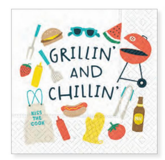 Grillin and Chillin 5" Cocktail Napkin