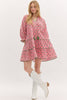Dress - Pink Tiered Print - Scallop Trim Inset - Findlay Rowe Designs