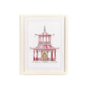 Wall Art Prints - White Beaded Framed - Pink Pagoda - Findlay Rowe Designs