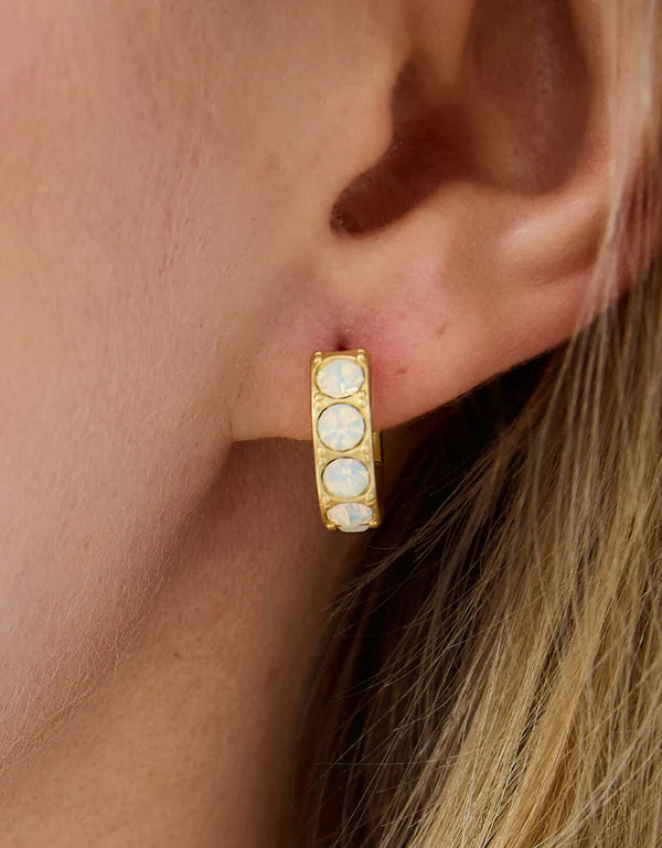 Spartina - Earrings - Lightner Hoop - 14mm White Opal - Findlay Rowe Designs