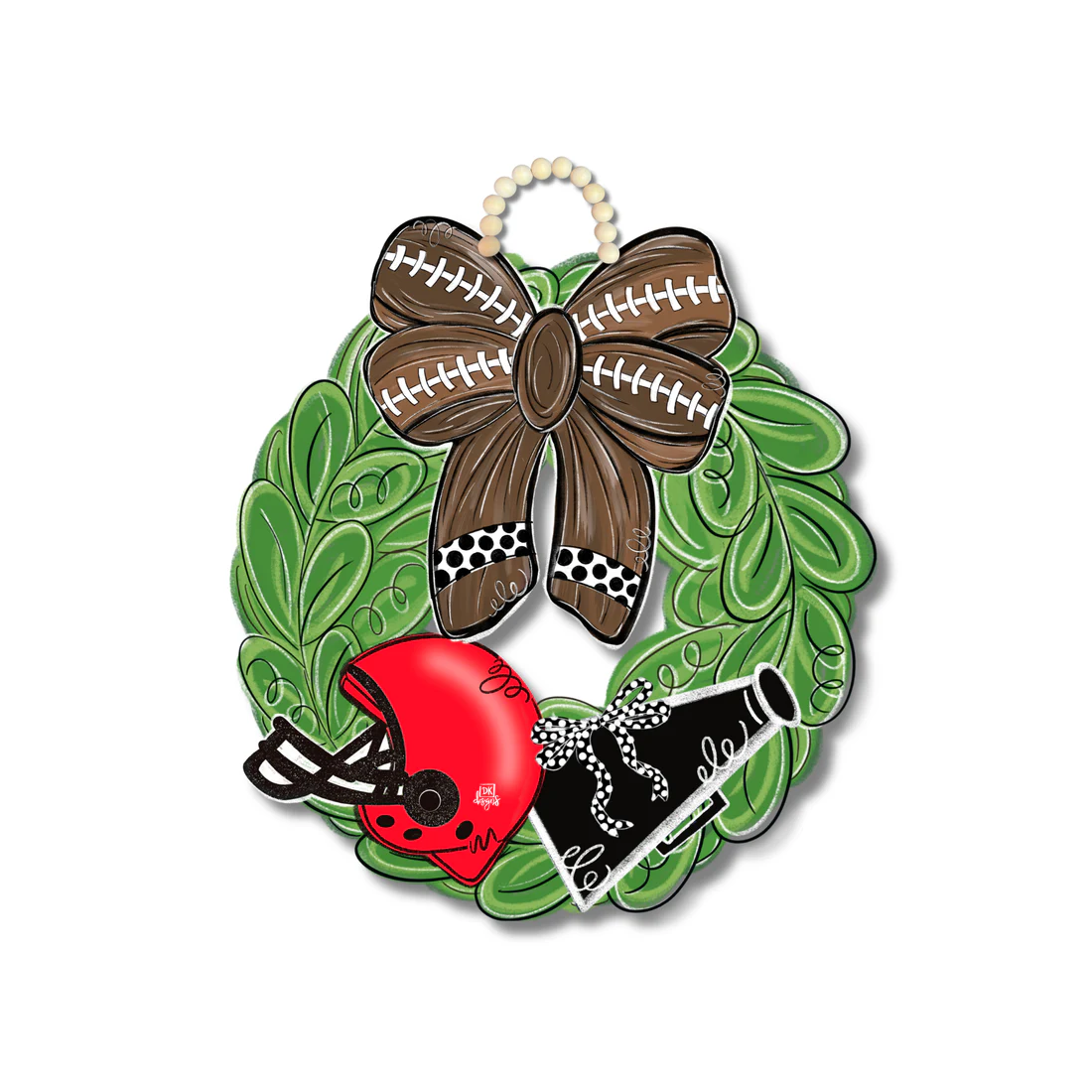DK Designs - Door Hanger - Football Wreath - Red Helmet