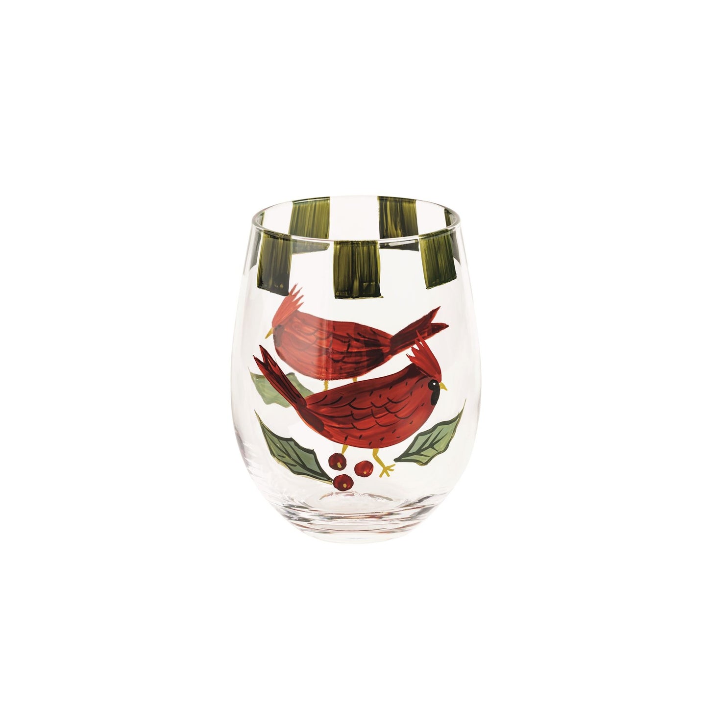 Mud Pie - Stemless Wine - Hand-painted Cardinal - Findlay Rowe Designs