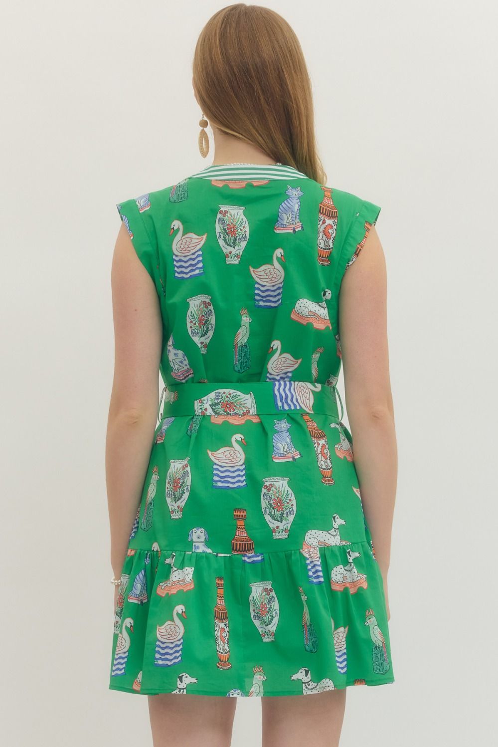 Entro - Dress - Mini - Cap Sleeve Vintage  Inspired - Green - Findlay Rowe Designs