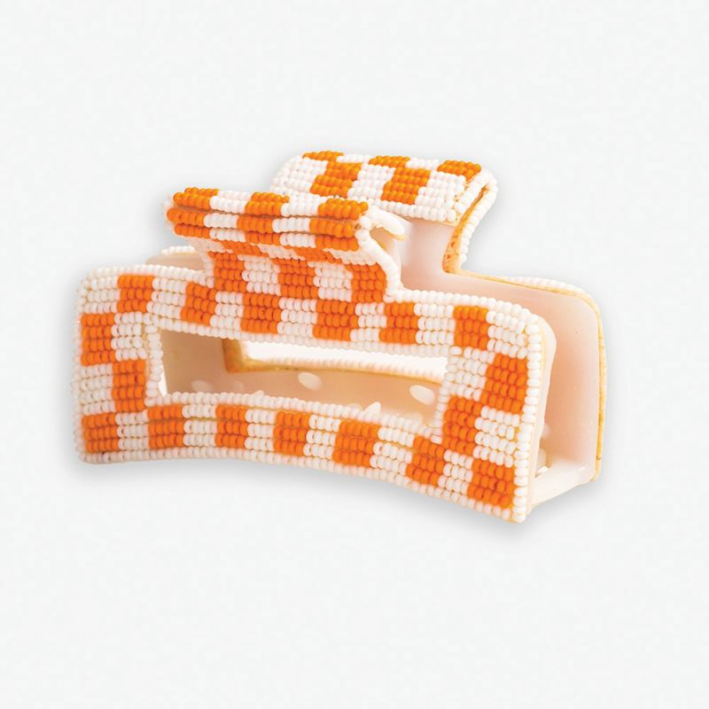Ink + Alloy - Lola Hair Clip - Orange White Checkered - Findlay Rowe Designs