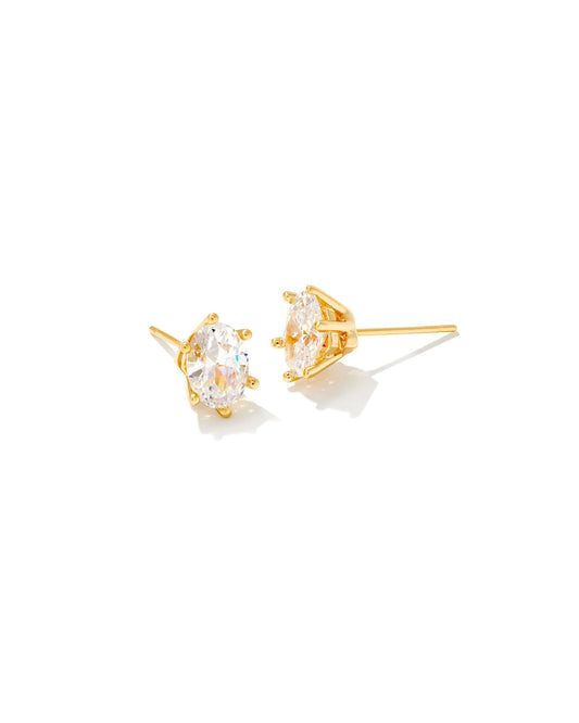 Kendra Scott - Earrings - Cailin Gold Crystal Stud Earrings - White CZ - Findlay Rowe Designs