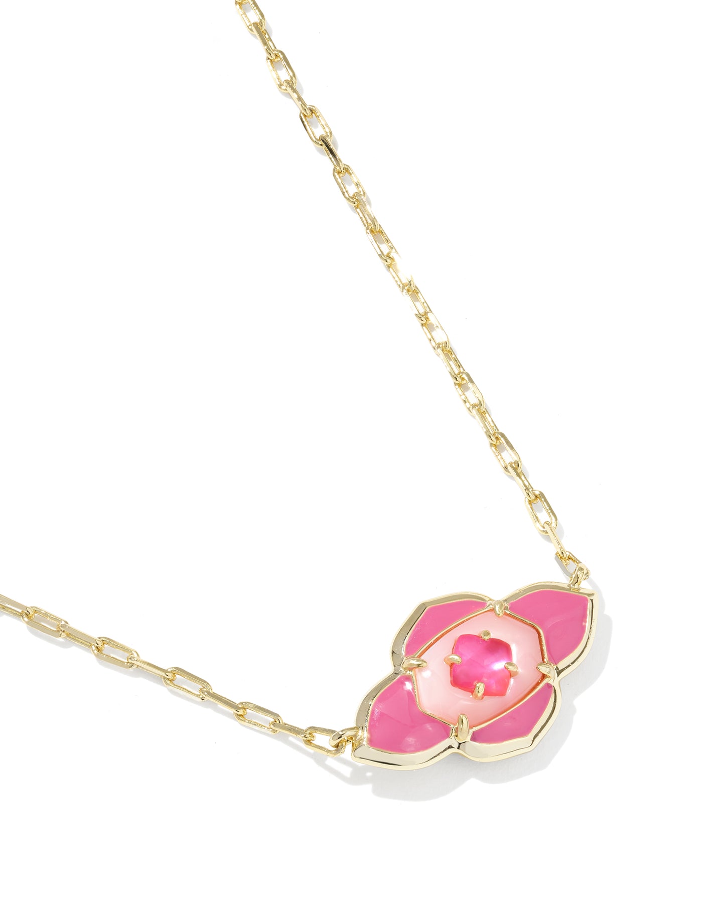 Kendra Scott - Necklace - Abbie Medallion - Gold Short Pendant - Hot Pink Mix