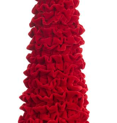 Allstate Floral - Ruffled Velvet Cone Topiary - Red - Findlay Rowe Designs