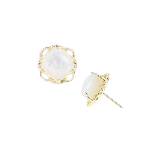 Natalie Wood - Earrings - Blossom Stud - Ivory Pearl Gold