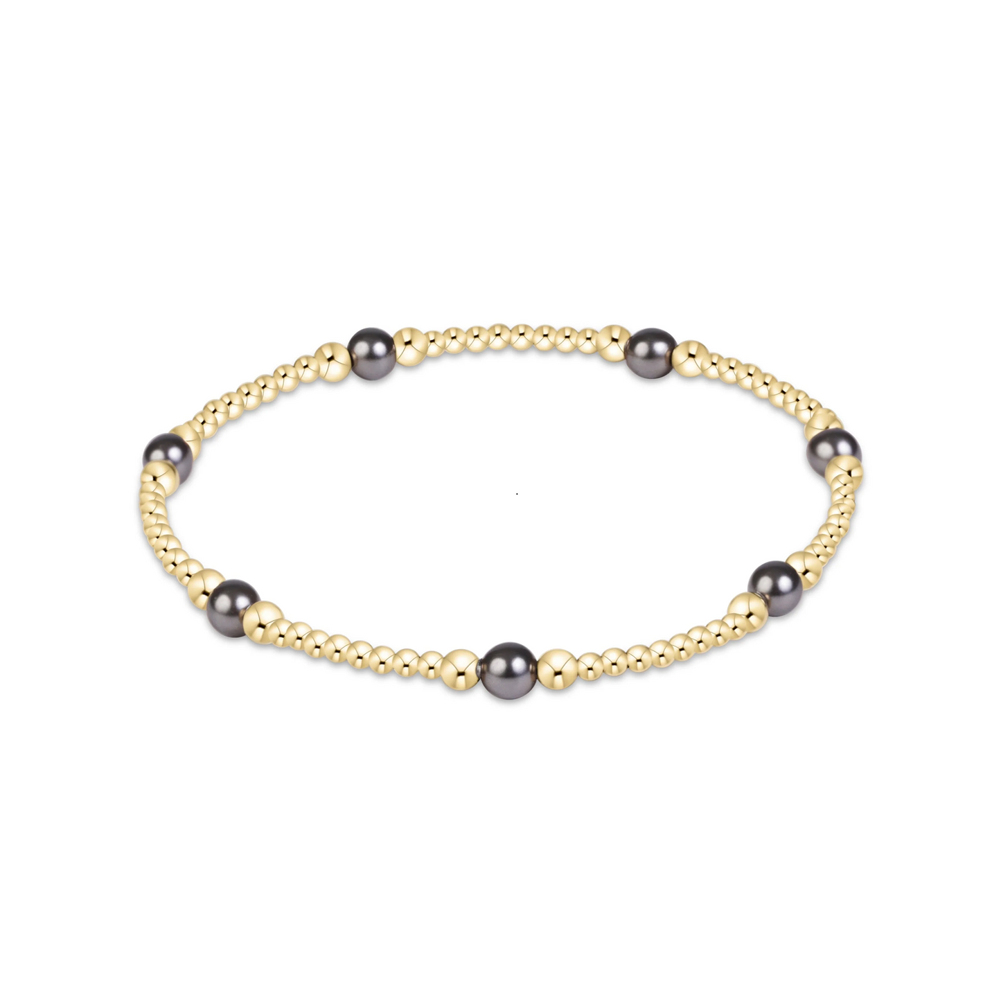 Enewton - Purpose Pearl Dark Grey 4mm Gold Bracelet