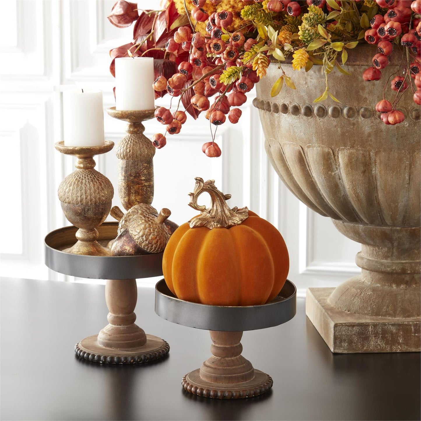 Candleholders - Pillar -  Acorn - Gold & Bronze - Findlay Rowe Designs