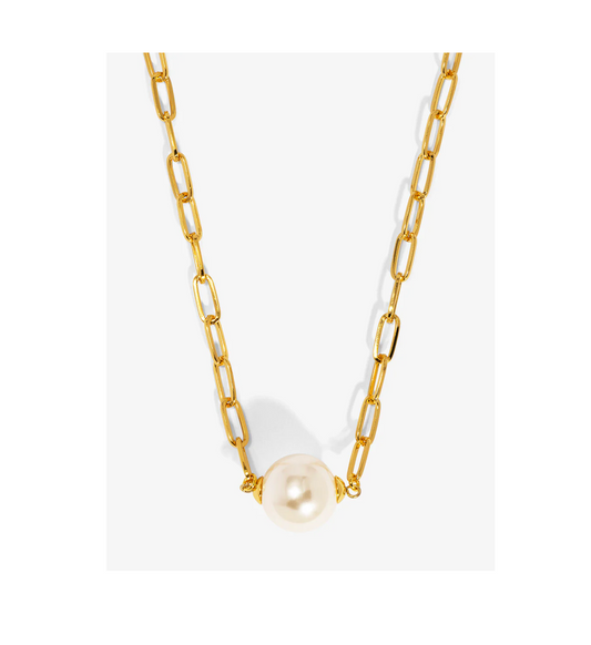 Necklace - Pearl Charm Link Collar