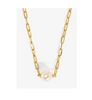 Necklace - Pearl Charm Link Collar