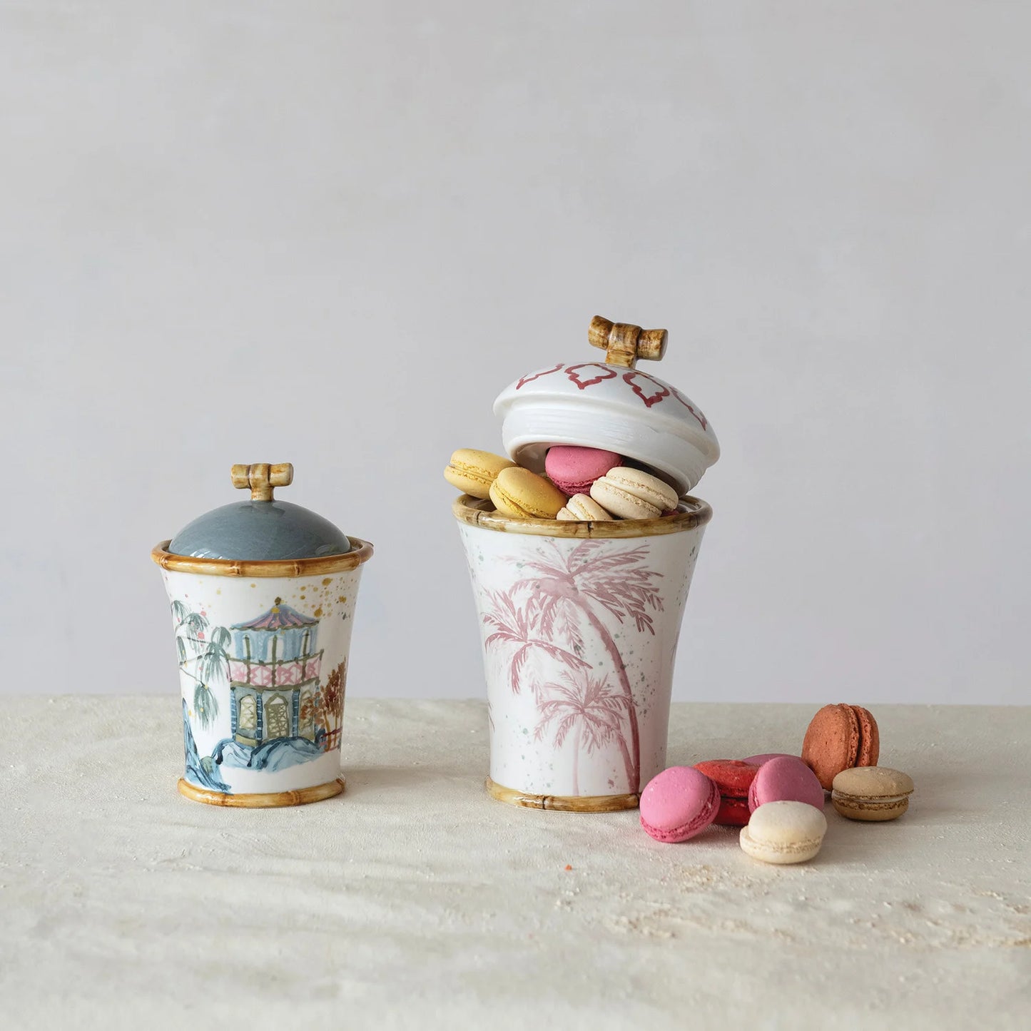 Stoneware Canister - Hand-Painted Palm and Pine - Findlay Rowe Designs