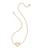 Kendra Scott - Necklace - Emery Heart Short Pendant -  Gold White Cz