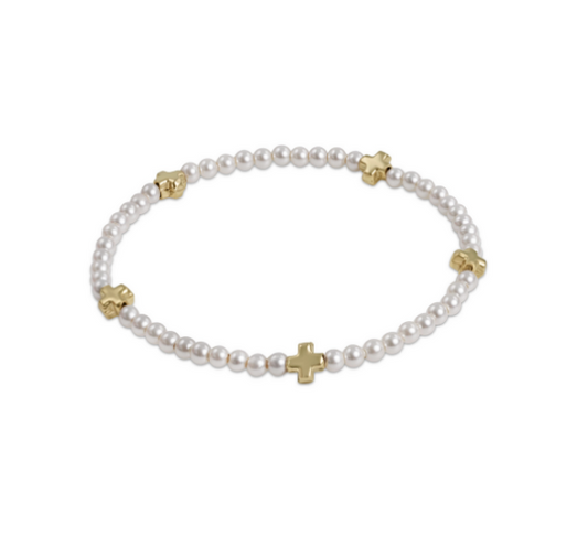 Enewton - Egirl Signature Cross Gold Small 3mm Pearl Bracelet Gold - Findlay Rowe Designs