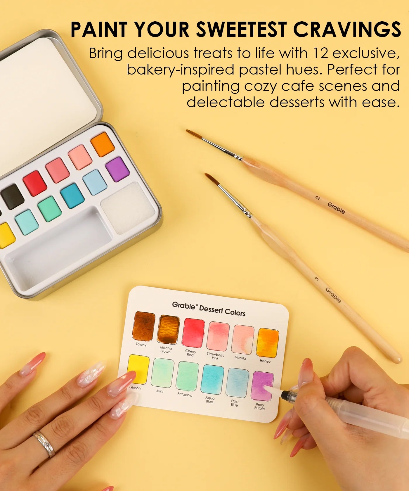 Grabie - Watercolor Pocket Set Of 12 With Brush - Dessert Colors - Findlay Rowe Designs