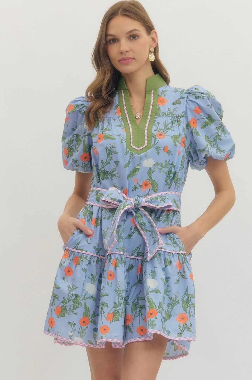 Entro - Dress - Blue Floral Mini - Findlay Rowe Designs