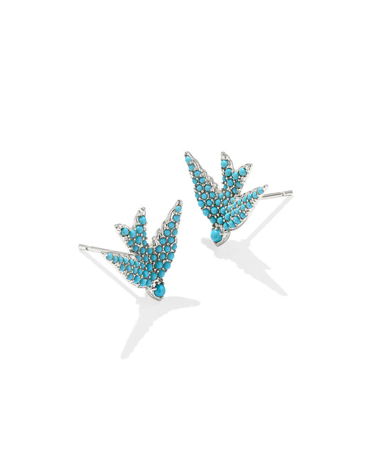 Kendra Scott - Earring - Melody Bird Silver Stud - Teal Crystal - Findlay Rowe Designs