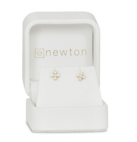 Enewton - 14kt gold and diamond Signature Cross Studs - Findlay Rowe Designs