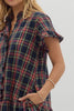 Dress - Plaid Ruffle Mini - Navy