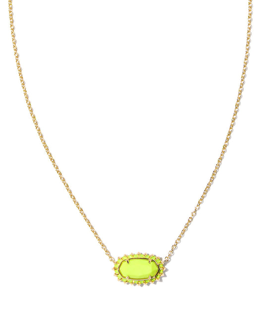 Kendra Scott - Elisa Color Burst Frame Short Pendant Necklace - Gold Chartreuse Magnesite - Findlay Rowe Designs