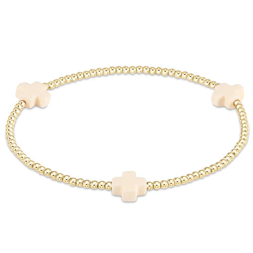 Enewton - EGirl Signature Cross Gold Small 2mm Bracelet - Off White - Findlay Rowe Designs
