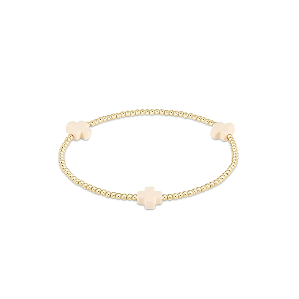Enewton - EGirl Signature Cross Gold Small 2mm Bracelet - Off White