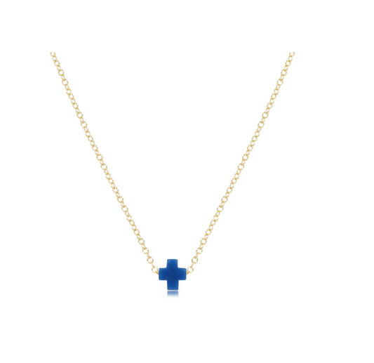 Enewton - Necklace Gold - Signature Cross Small - Cobalt